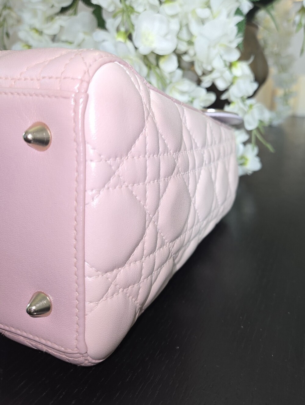 CHRISTIAN DIOR Lambskin Cannage Medium Tri-Color Lady Dior in Rose Pale - Picture 10 of 13
